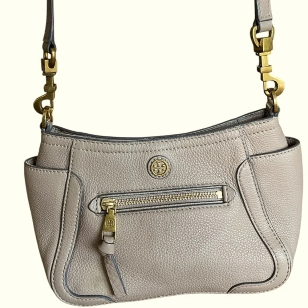 Tory‎ Burch EUC Frances Leather Mini Crossbod/shoulder Bag french Grey
